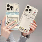 Cute Cartoon Snoopy Clear Soft Case with Card Holder For iPhone  Mini & Plus Series
